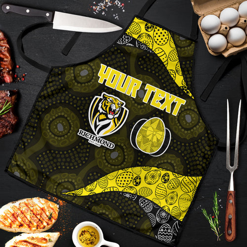 Personalized Richmond Football Apron Easter Egg Pattern Yellow Black Tribal Dot Art Style