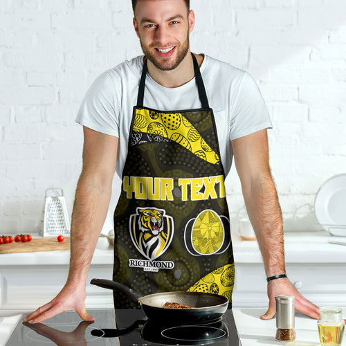 Personalized Richmond Football Apron Easter Egg Pattern Yellow Black Tribal Dot Art Style