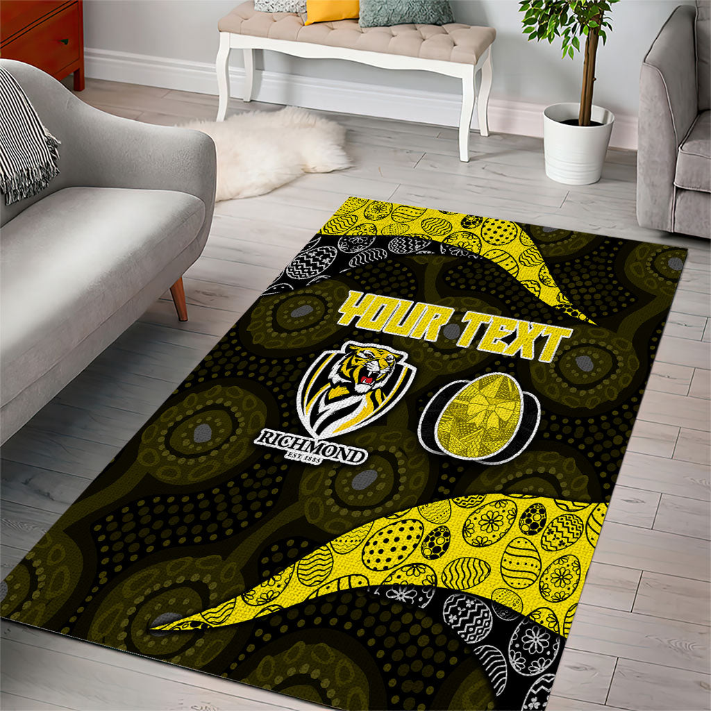 Personalized Richmond Football Area Rug Easter Egg Pattern Yellow Black Tribal Dot Art Style