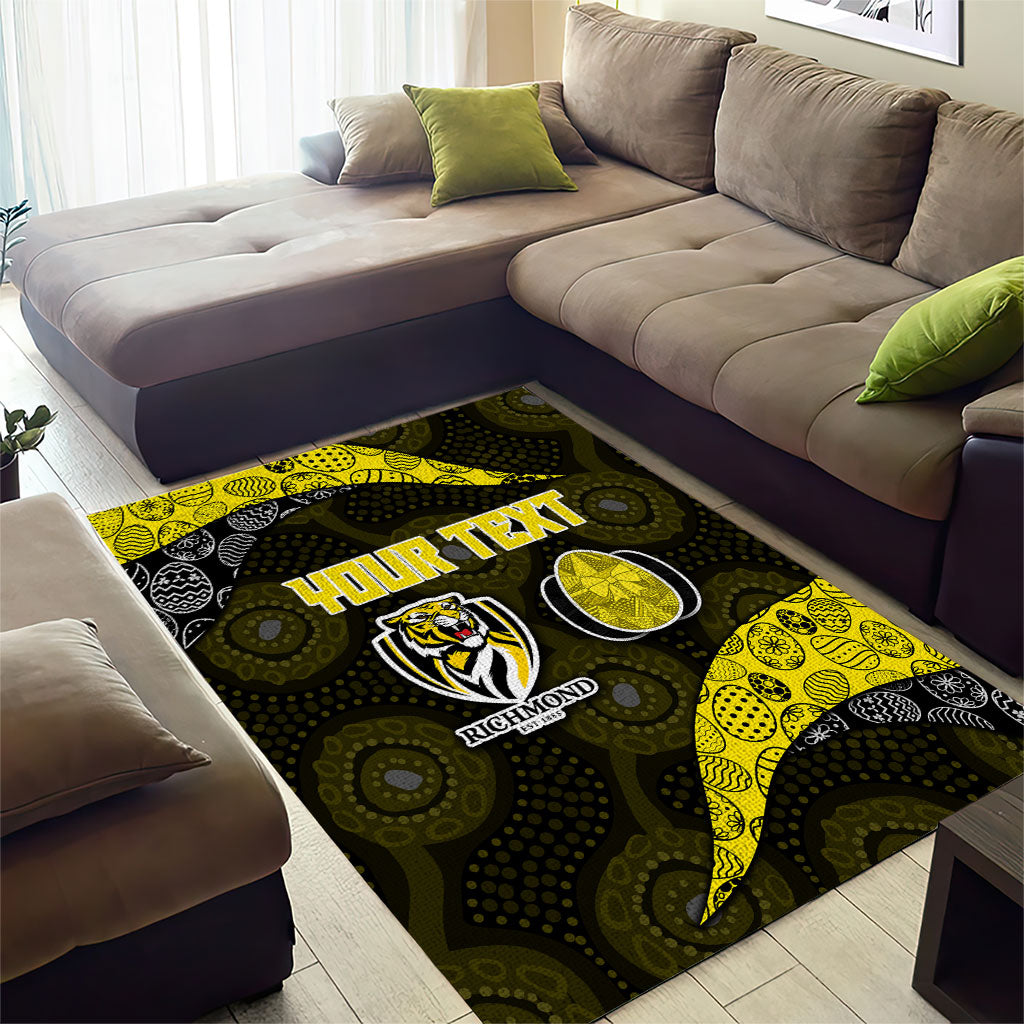 Personalized Richmond Football Area Rug Easter Egg Pattern Yellow Black Tribal Dot Art Style