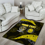 Personalized Richmond Football Area Rug Easter Egg Pattern Yellow Black Tribal Dot Art Style