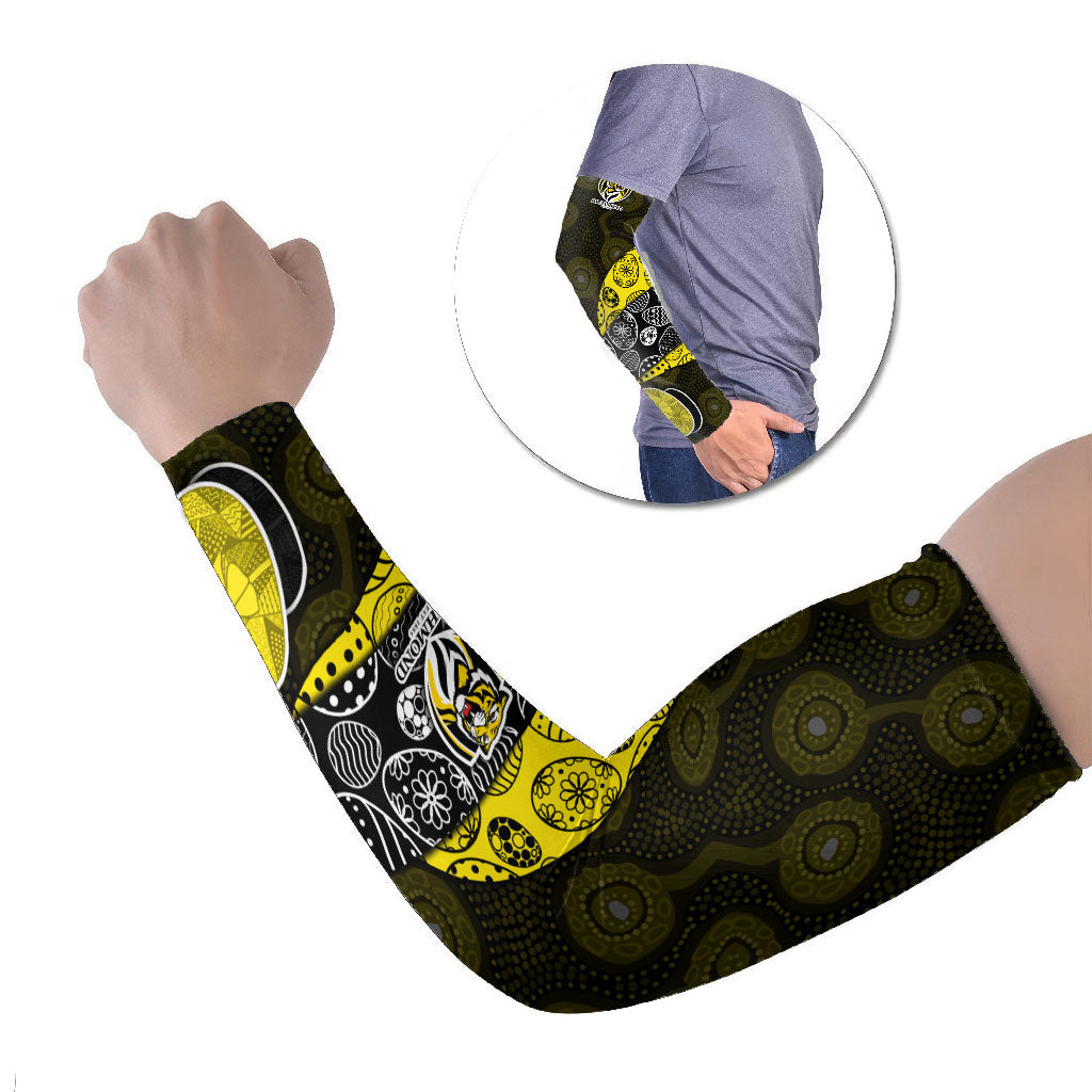 Personalized Richmond Football Arm Sleeves Easter Egg Pattern Yellow Black Tribal Dot Art Style