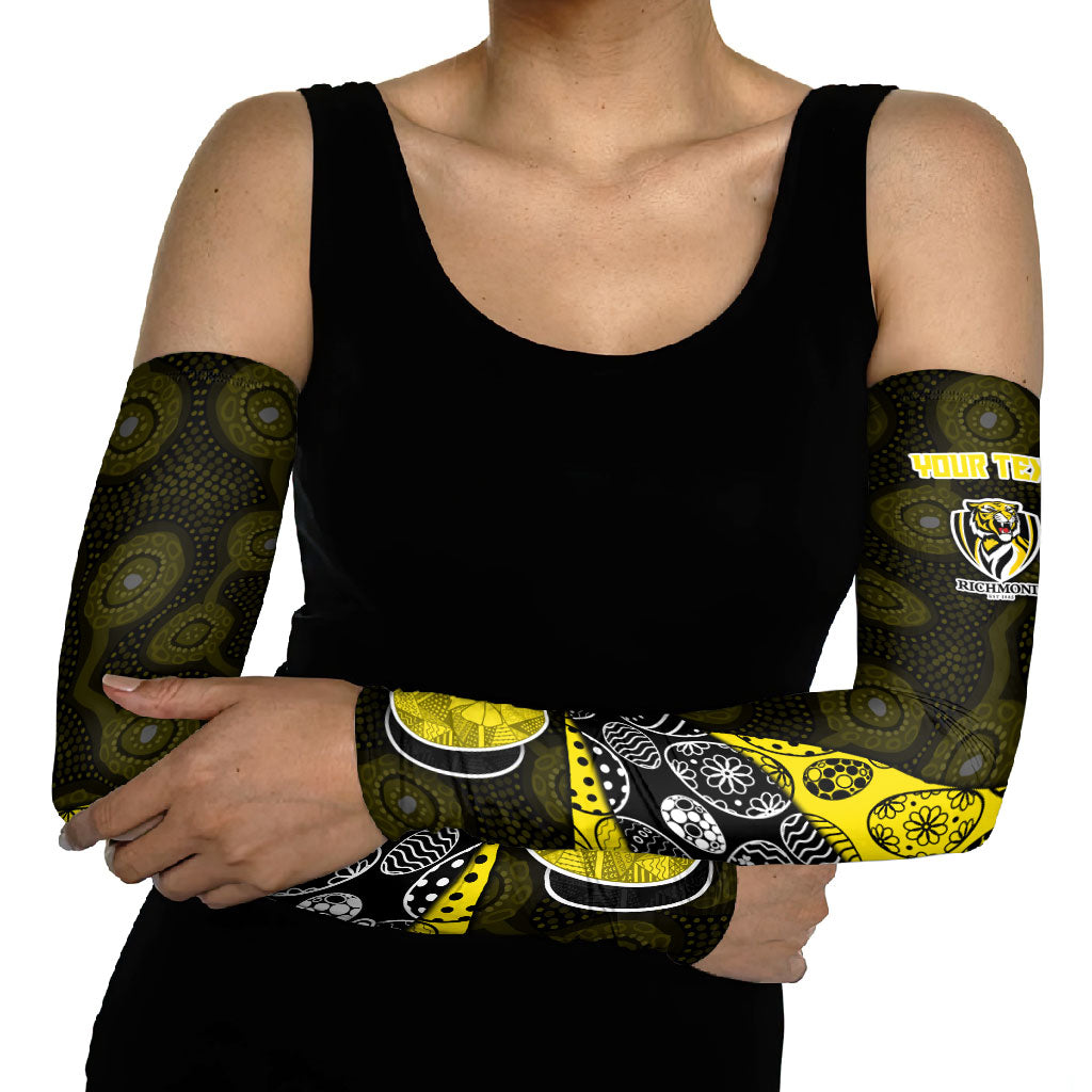 Personalized Richmond Football Arm Sleeves Easter Egg Pattern Yellow Black Tribal Dot Art Style
