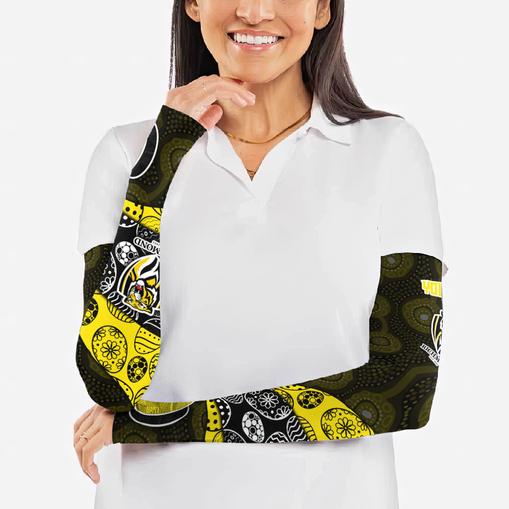 Personalized Richmond Football Arm Sleeves Easter Egg Pattern Yellow Black Tribal Dot Art Style