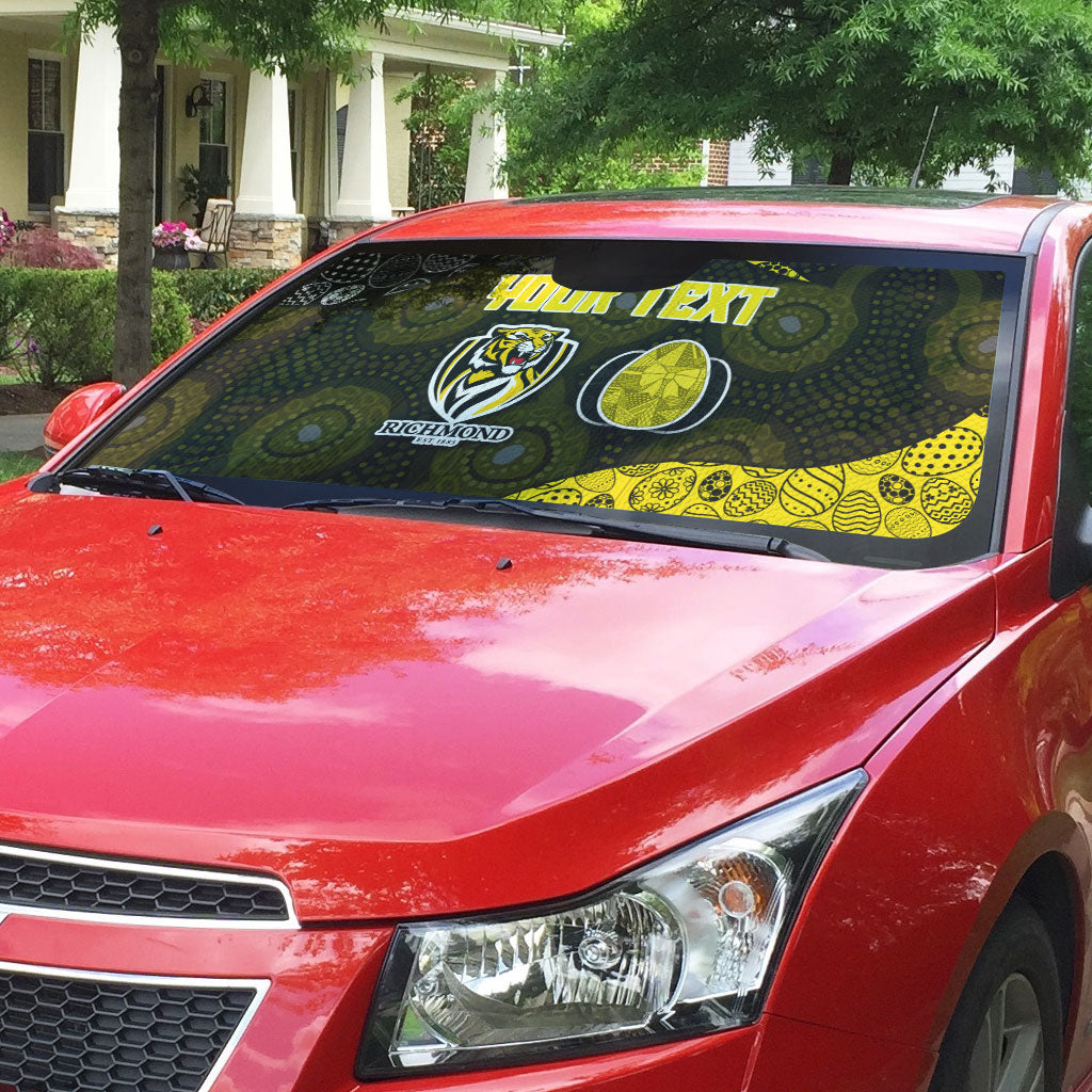 Personalized Richmond Football Auto Sun Shade Easter Egg Pattern Yellow Black Tribal Dot Art Style