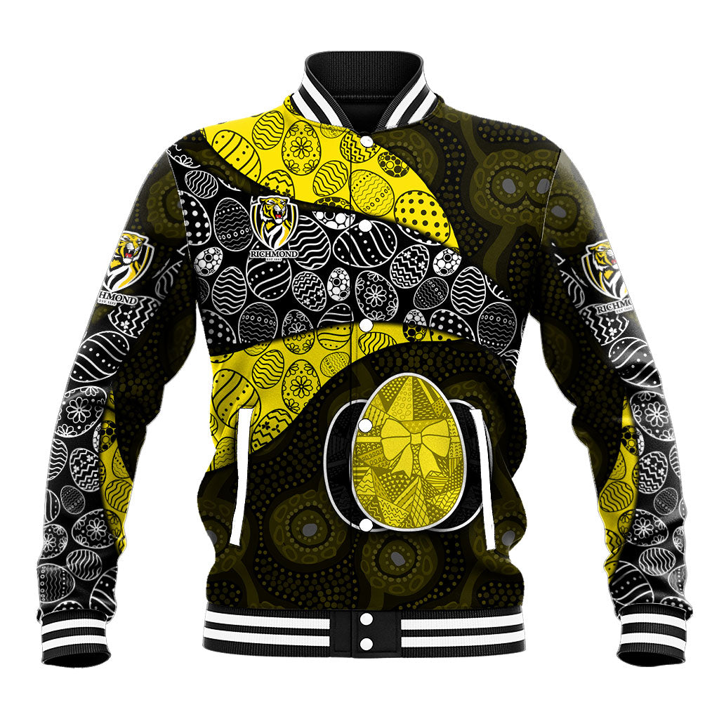 Personalized Richmond Football Baseball Jacket Easter Egg Pattern Yellow Black Tribal Dot Art Style