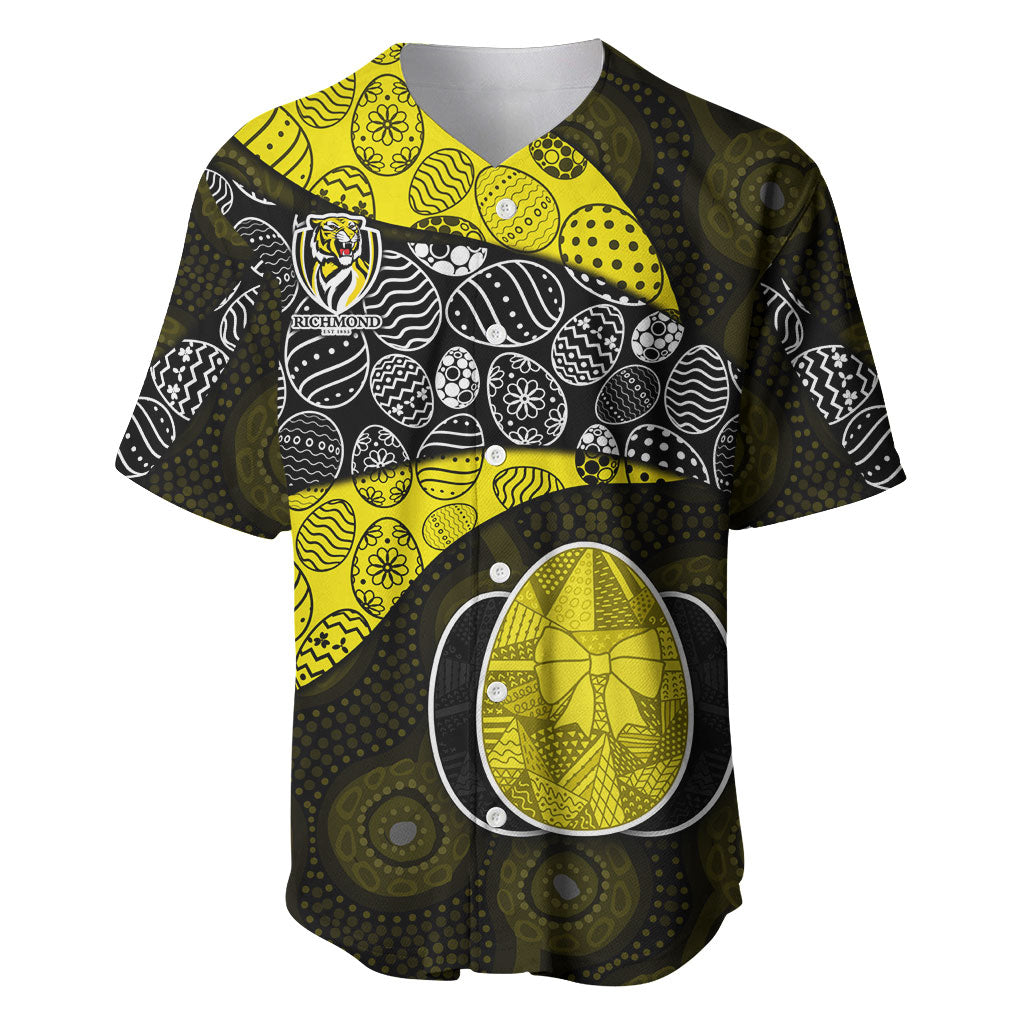 Personalized Richmond Football Baseball Jersey Easter Egg Pattern Yellow Black Tribal Dot Art Style