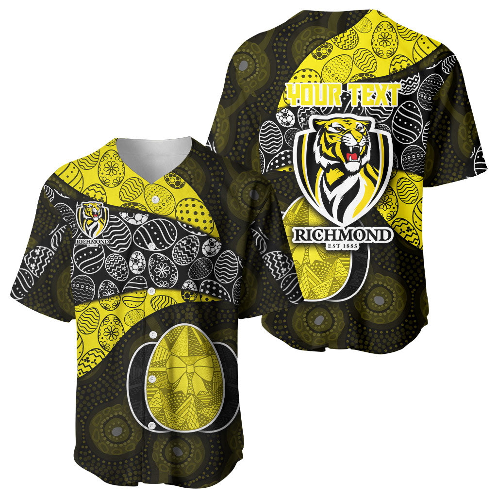 Personalized Richmond Football Baseball Jersey Easter Egg Pattern Yellow Black Tribal Dot Art Style