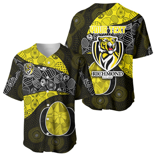 Personalized Richmond Football Baseball Jersey Easter Egg Pattern Yellow Black Tribal Dot Art Style
