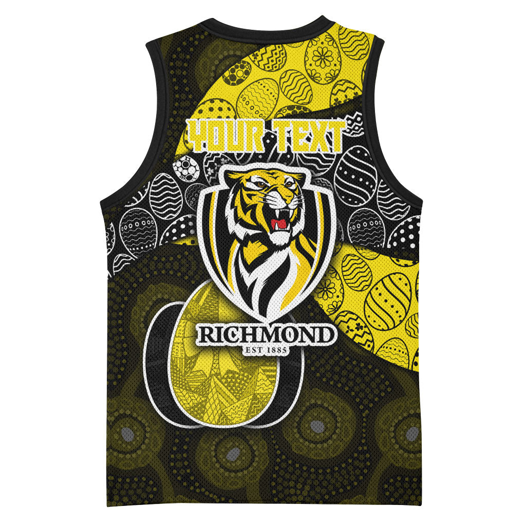Personalized Richmond Football Basketball Jersey Easter Egg Pattern Yellow Black Tribal Dot Art Style