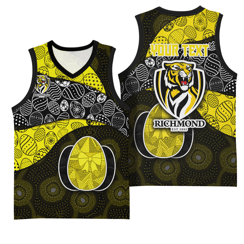 Personalized Richmond Football Basketball Jersey Easter Egg Pattern Yellow Black Tribal Dot Art Style