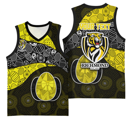 Personalized Richmond Football Basketball Jersey Easter Egg Pattern Yellow Black Tribal Dot Art Style