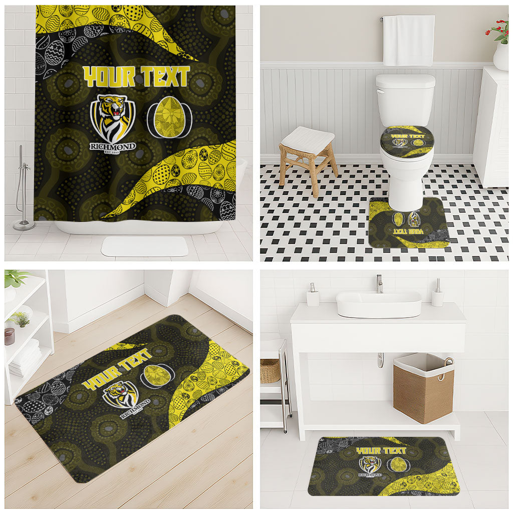 Personalized Richmond Football Bathroom Set Easter Egg Pattern Yellow Black Tribal Dot Art Style