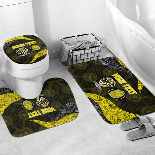 Personalized Richmond Football Bathroom Set Easter Egg Pattern Yellow Black Tribal Dot Art Style