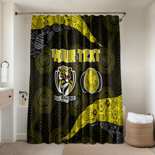 Personalized Richmond Football Bathroom Set Easter Egg Pattern Yellow Black Tribal Dot Art Style