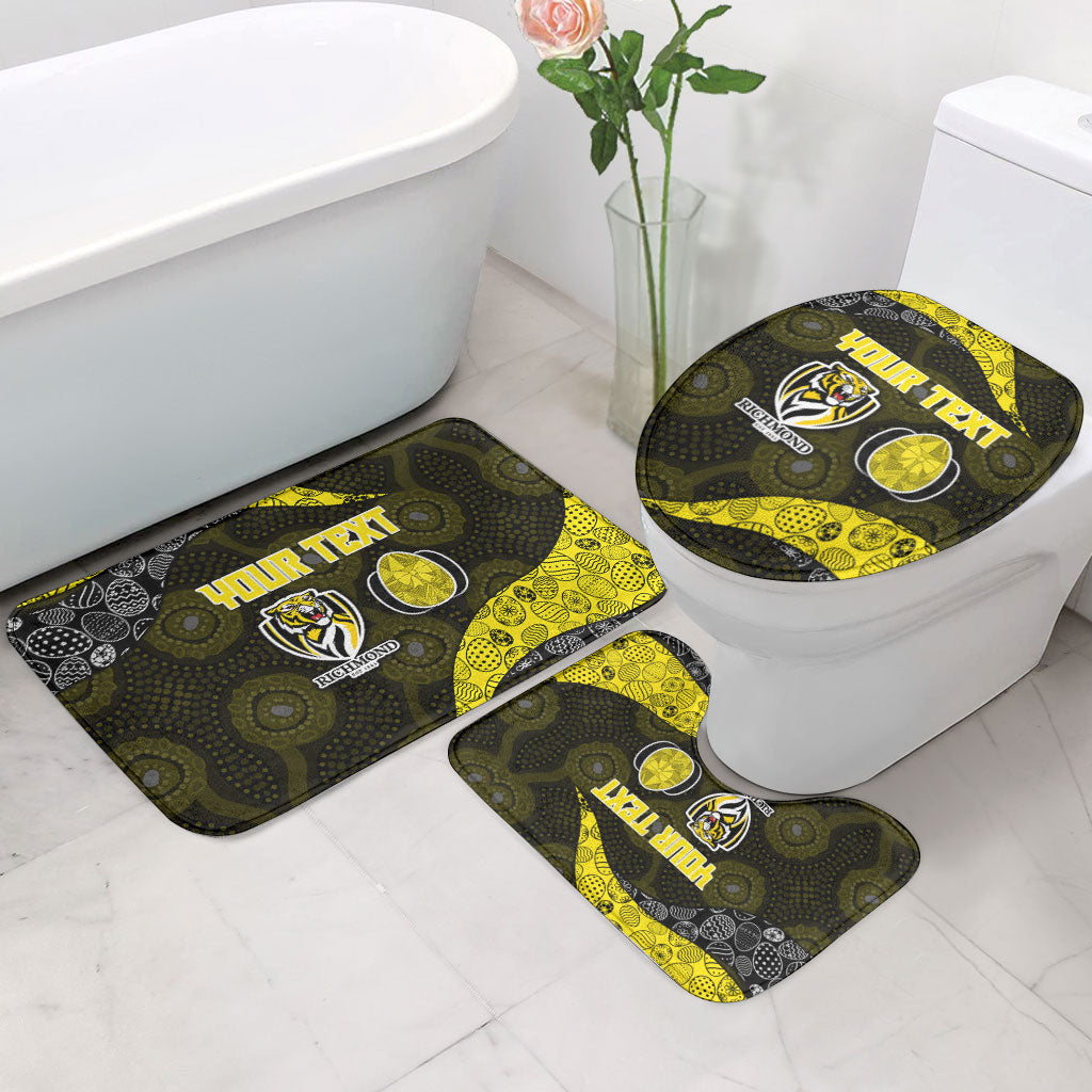 Personalized Richmond Football Bathroom Set Easter Egg Pattern Yellow Black Tribal Dot Art Style