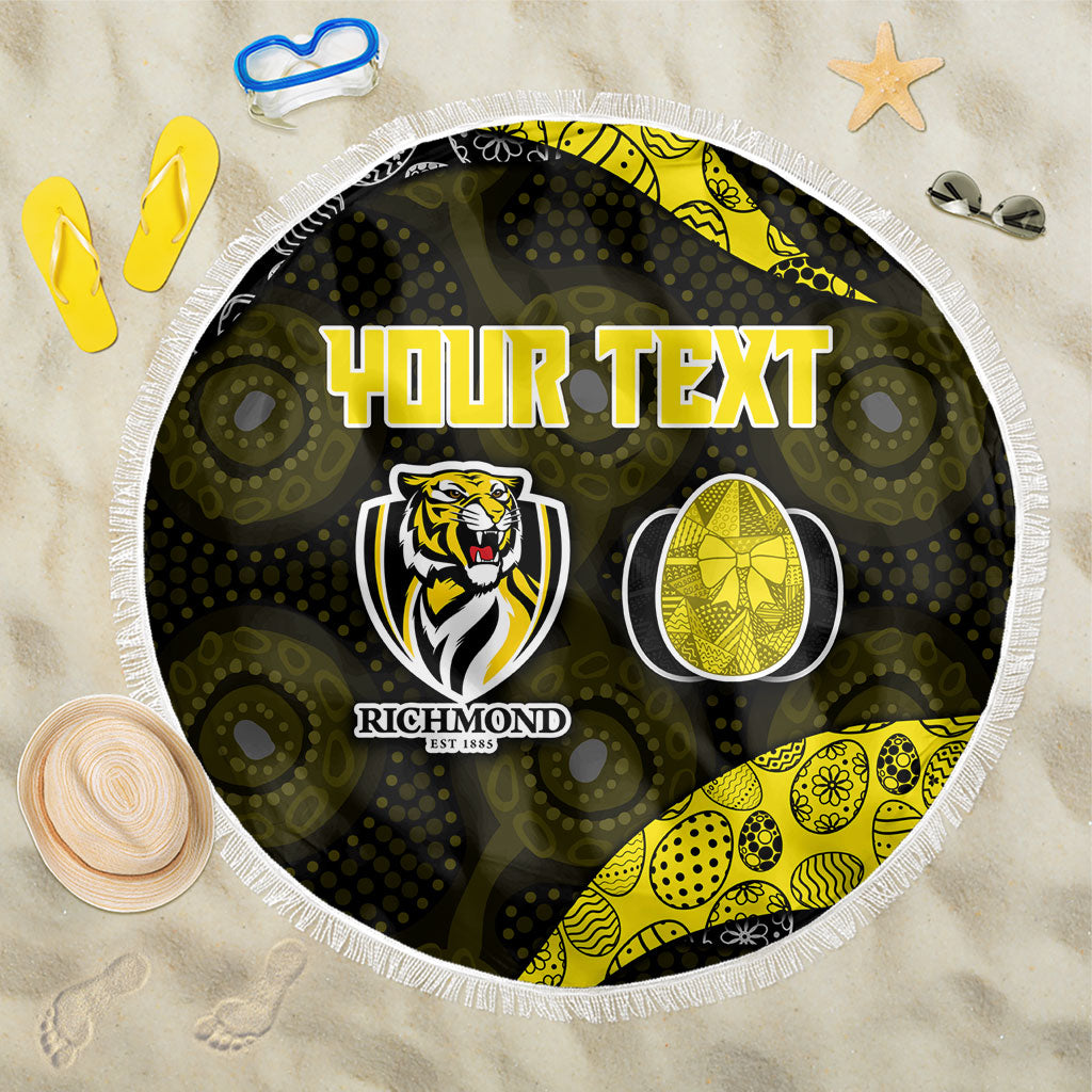 Personalized Richmond Football Beach Blanket Easter Egg Pattern Yellow Black Tribal Dot Art Style