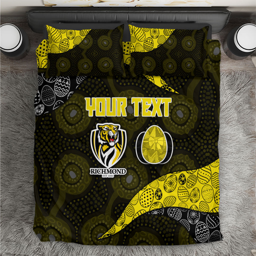 Personalized Richmond Football Bedding Set Easter Egg Pattern Yellow Black Tribal Dot Art Style