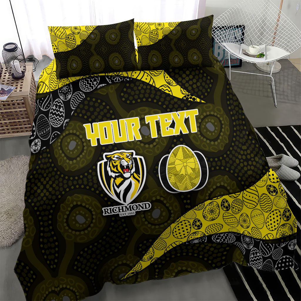 Personalized Richmond Football Bedding Set Easter Egg Pattern Yellow Black Tribal Dot Art Style