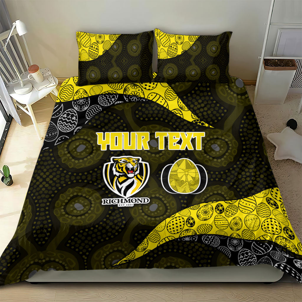 Personalized Richmond Football Bedding Set Easter Egg Pattern Yellow Black Tribal Dot Art Style