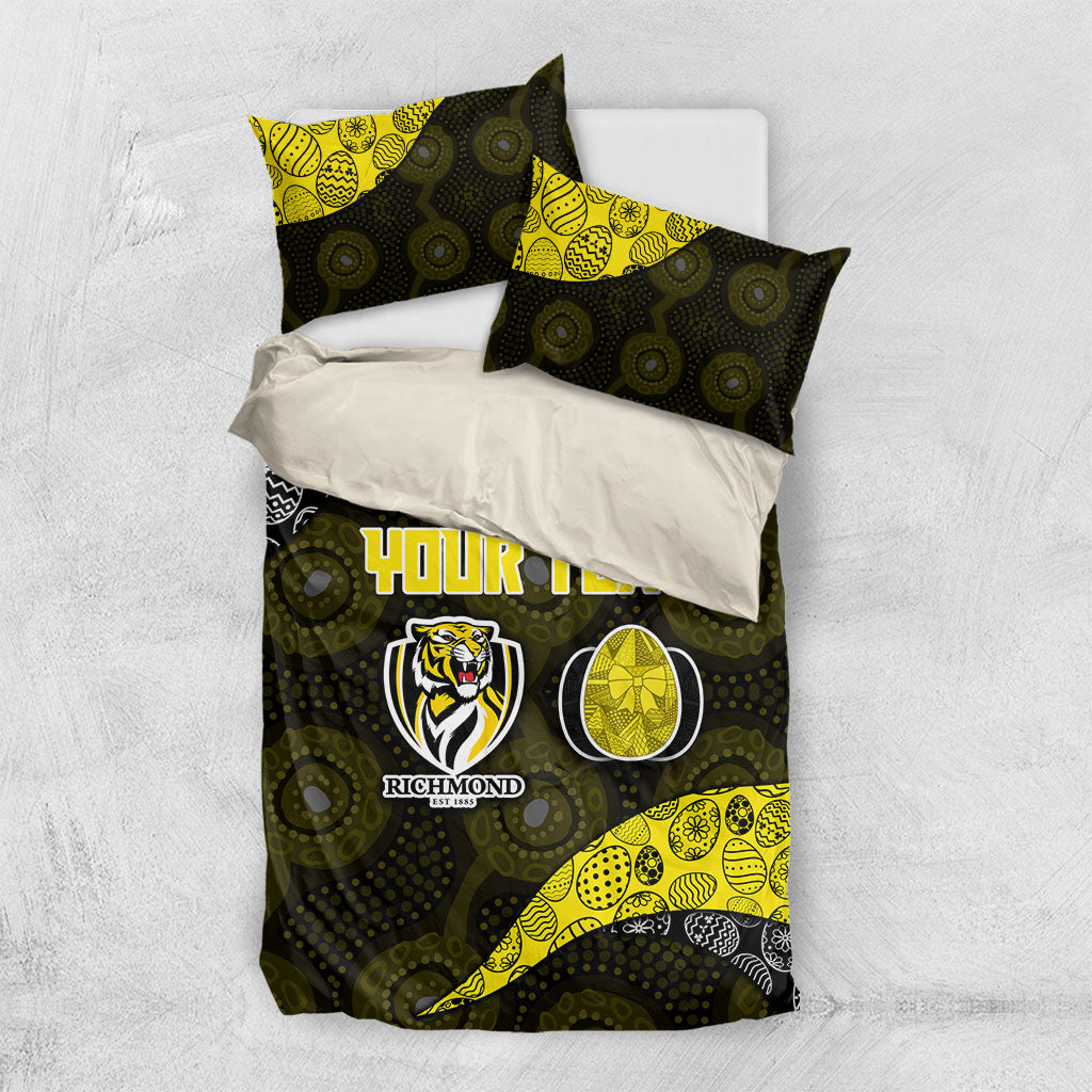 Personalized Richmond Football Bedding Set Easter Egg Pattern Yellow Black Tribal Dot Art Style