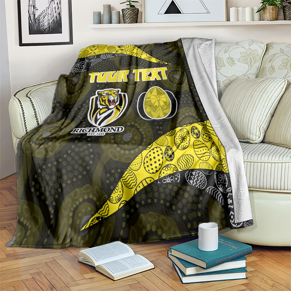 Personalized Richmond Football Blanket Easter Egg Pattern Yellow Black Tribal Dot Art Style