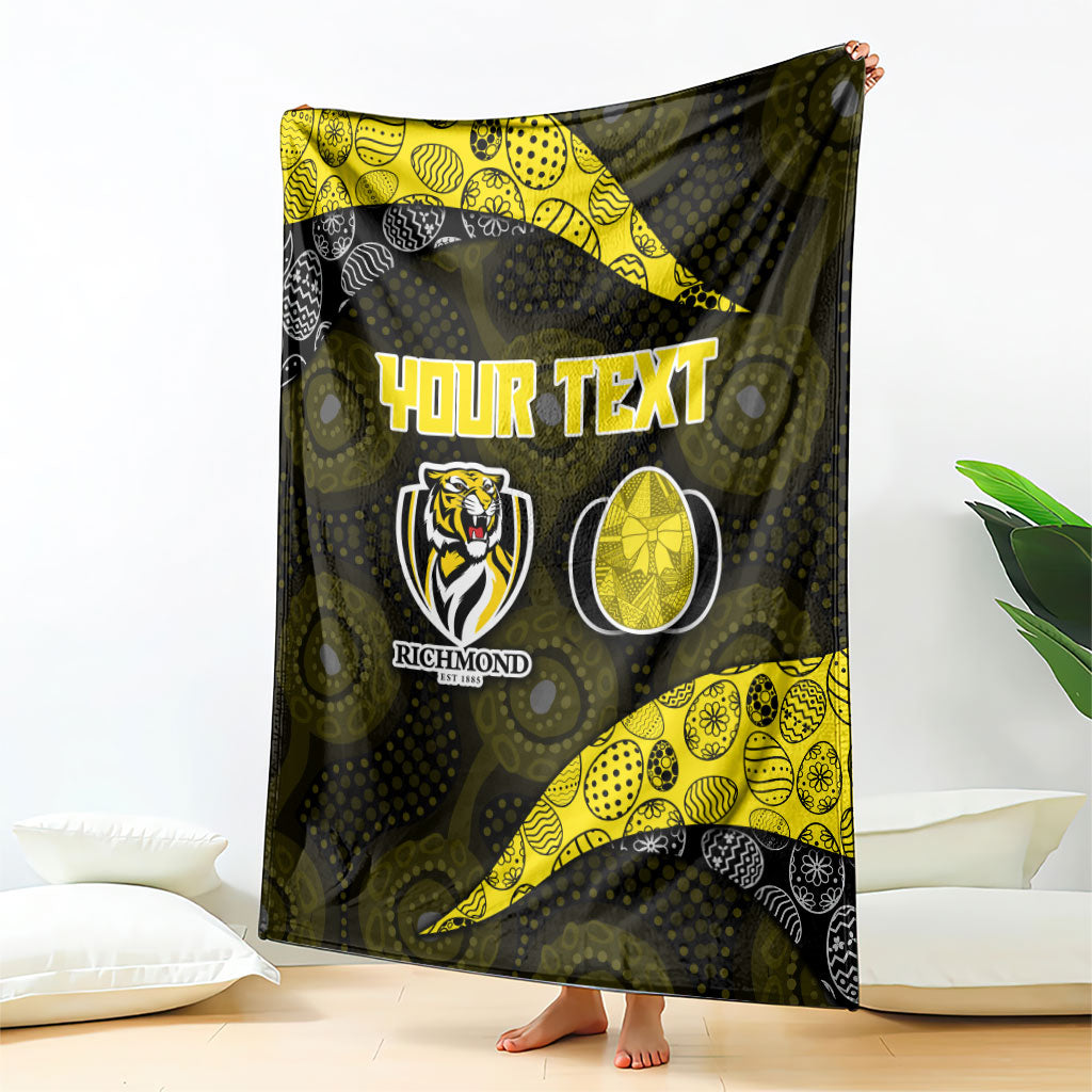 Personalized Richmond Football Blanket Easter Egg Pattern Yellow Black Tribal Dot Art Style