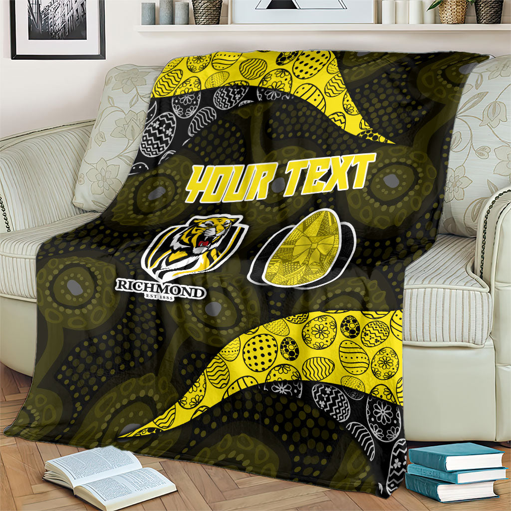 Personalized Richmond Football Blanket Easter Egg Pattern Yellow Black Tribal Dot Art Style