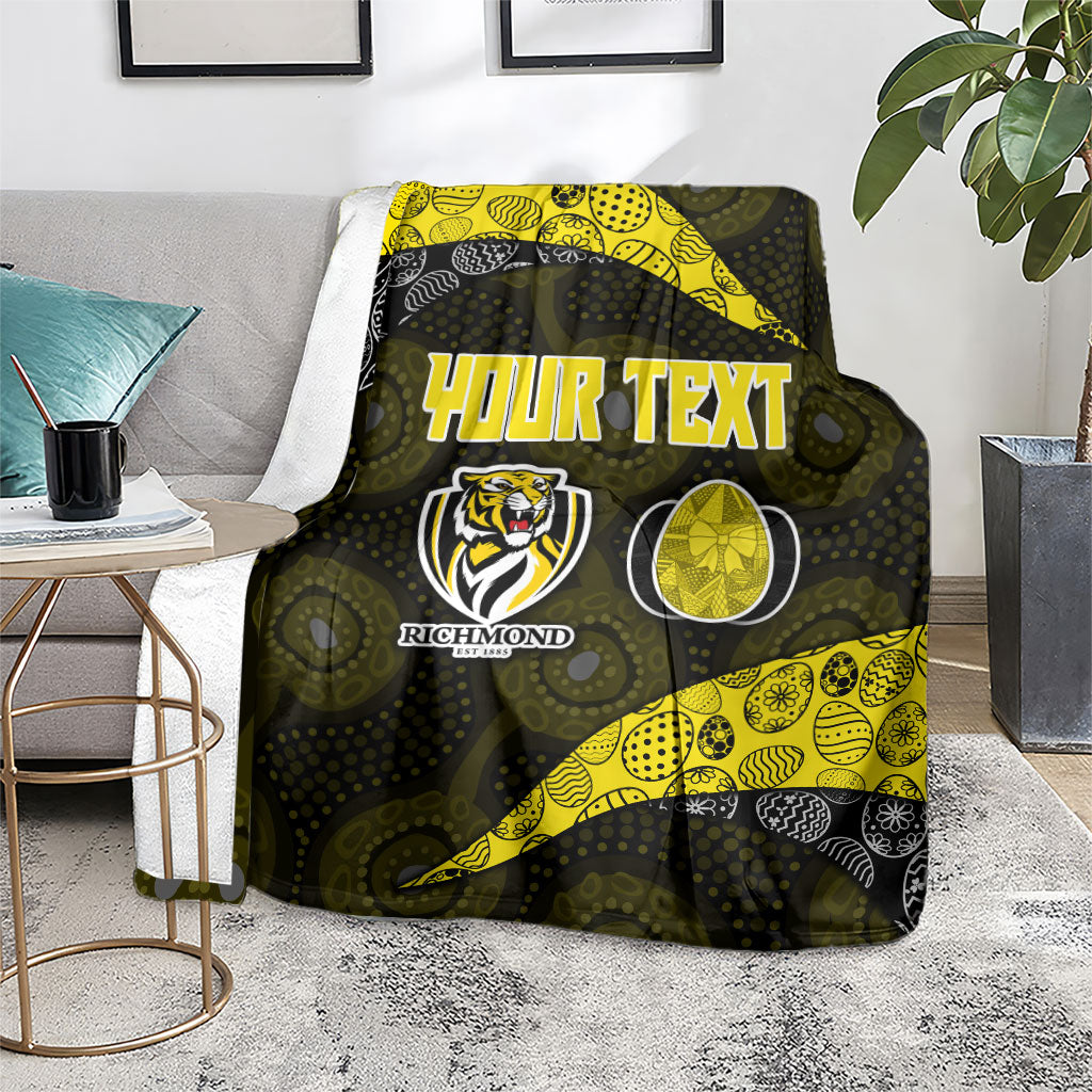Personalized Richmond Football Blanket Easter Egg Pattern Yellow Black Tribal Dot Art Style