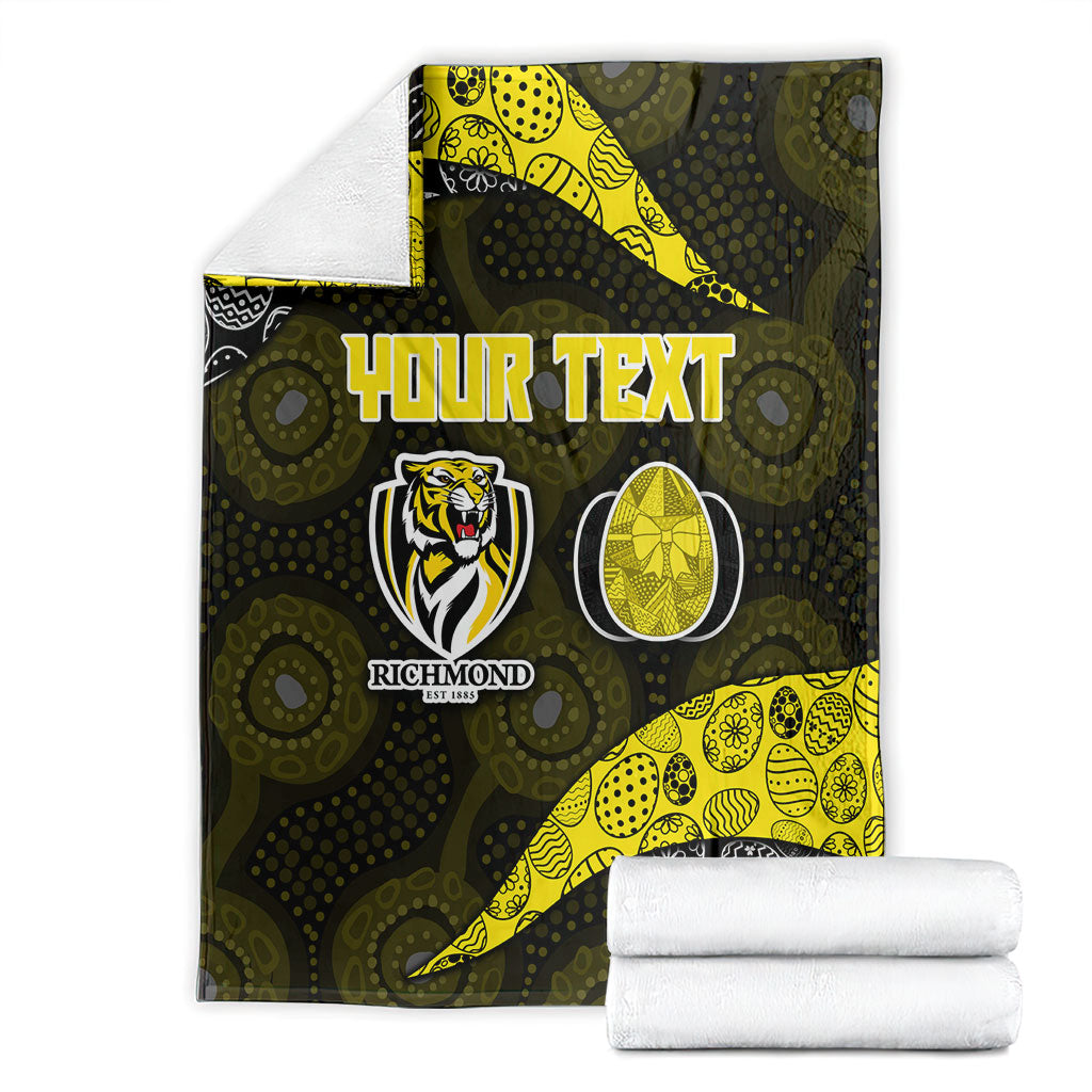Personalized Richmond Football Blanket Easter Egg Pattern Yellow Black Tribal Dot Art Style