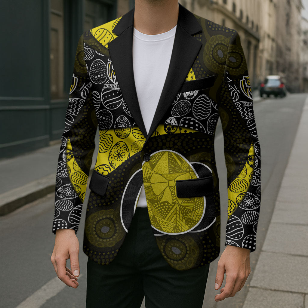 Personalized Richmond Football Blazer Easter Egg Pattern Yellow Black Tribal Dot Art Style