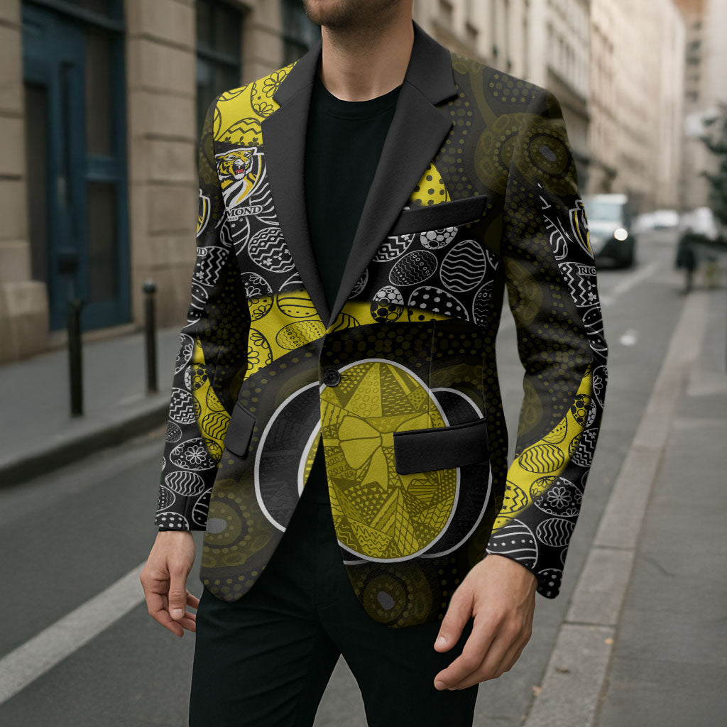 Personalized Richmond Football Blazer Easter Egg Pattern Yellow Black Tribal Dot Art Style