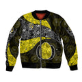 Personalized Richmond Football Bomber Jacket Easter Egg Pattern Yellow Black Tribal Dot Art Style