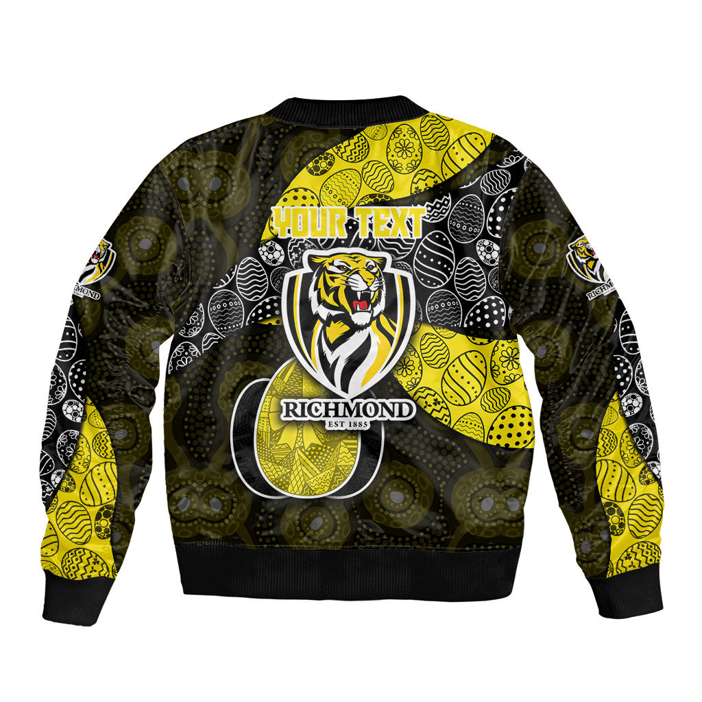 Personalized Richmond Football Bomber Jacket Easter Egg Pattern Yellow Black Tribal Dot Art Style