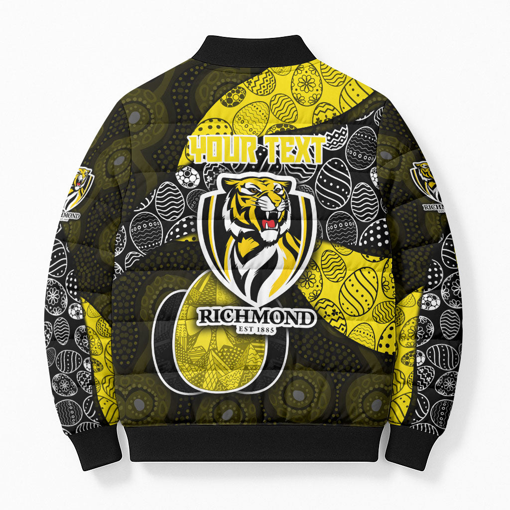 Personalized Richmond Football Bomber Puffer Jacket Easter Egg Pattern Yellow Black Tribal Dot Art Style