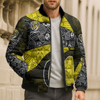 Personalized Richmond Football Bomber Puffer Jacket Easter Egg Pattern Yellow Black Tribal Dot Art Style