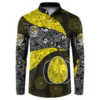 Personalized Richmond Football Button Sweatshirt Easter Egg Pattern Yellow Black Tribal Dot Art Style