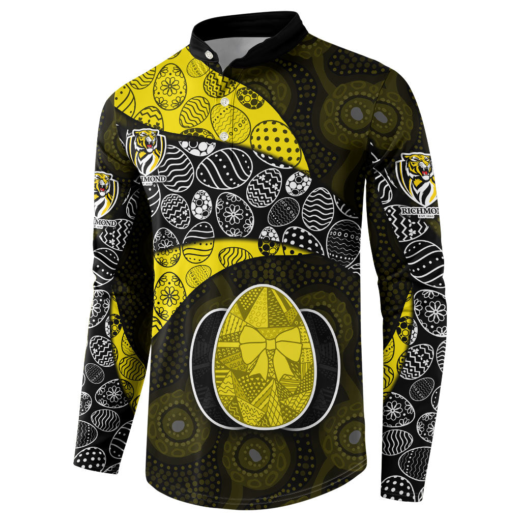 Personalized Richmond Football Button Sweatshirt Easter Egg Pattern Yellow Black Tribal Dot Art Style