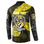 Personalized Richmond Football Button Sweatshirt Easter Egg Pattern Yellow Black Tribal Dot Art Style