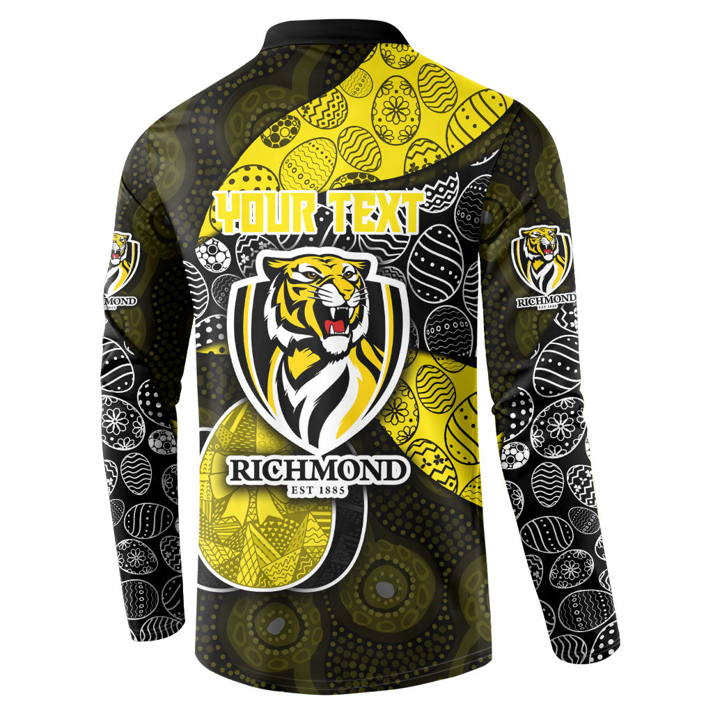 Personalized Richmond Football Button Sweatshirt Easter Egg Pattern Yellow Black Tribal Dot Art Style