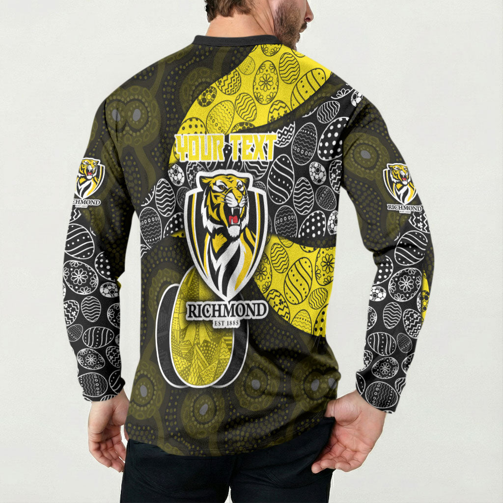 Personalized Richmond Football Button Sweatshirt Easter Egg Pattern Yellow Black Tribal Dot Art Style