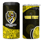 Personalized Richmond Football 4 in 1 Can Cooler Tumbler Easter Egg Pattern Yellow Black Tribal Dot Art Style