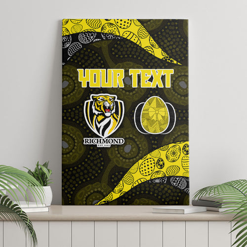 Personalized Richmond Football Canvas Wall Art Easter Egg Pattern Yellow Black Tribal Dot Art Style