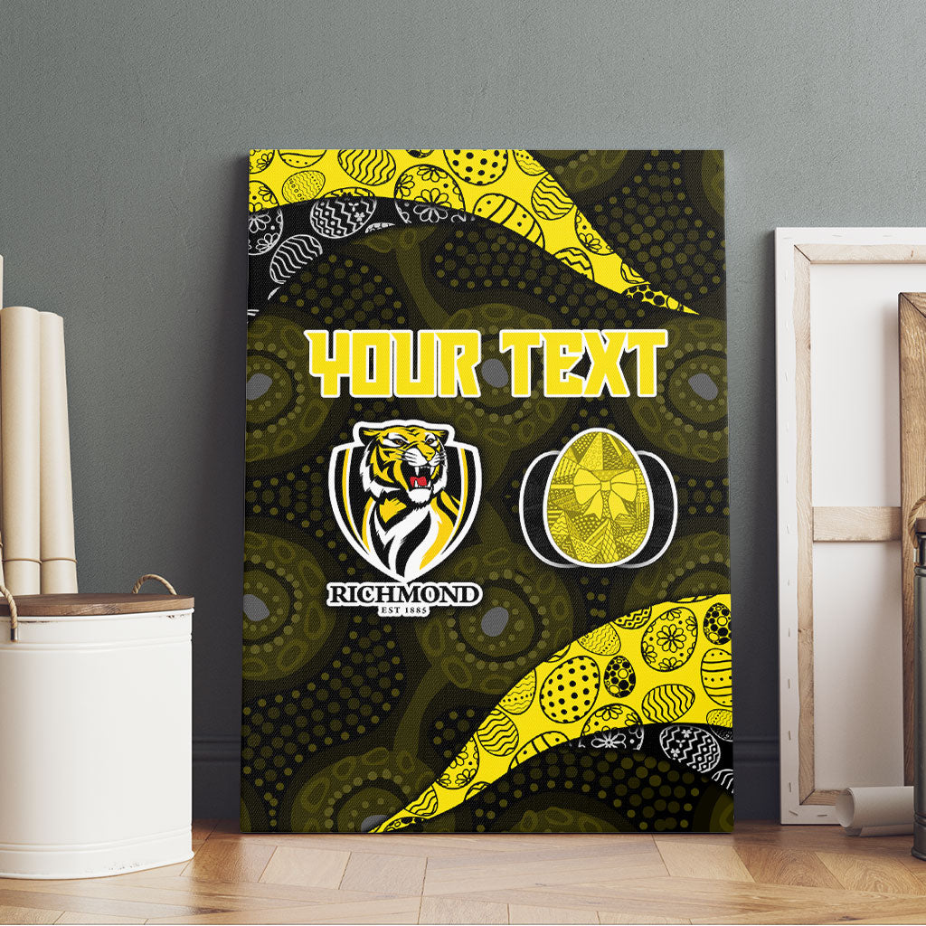 Personalized Richmond Football Canvas Wall Art Easter Egg Pattern Yellow Black Tribal Dot Art Style