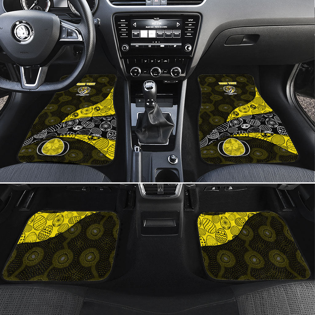 Personalized Richmond Football Car Mats Easter Egg Pattern Yellow Black Tribal Dot Art Style