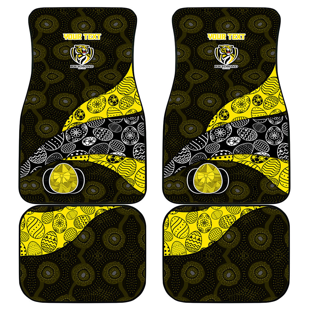 Personalized Richmond Football Car Mats Easter Egg Pattern Yellow Black Tribal Dot Art Style