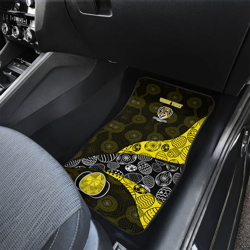 Personalized Richmond Football Car Mats Easter Egg Pattern Yellow Black Tribal Dot Art Style
