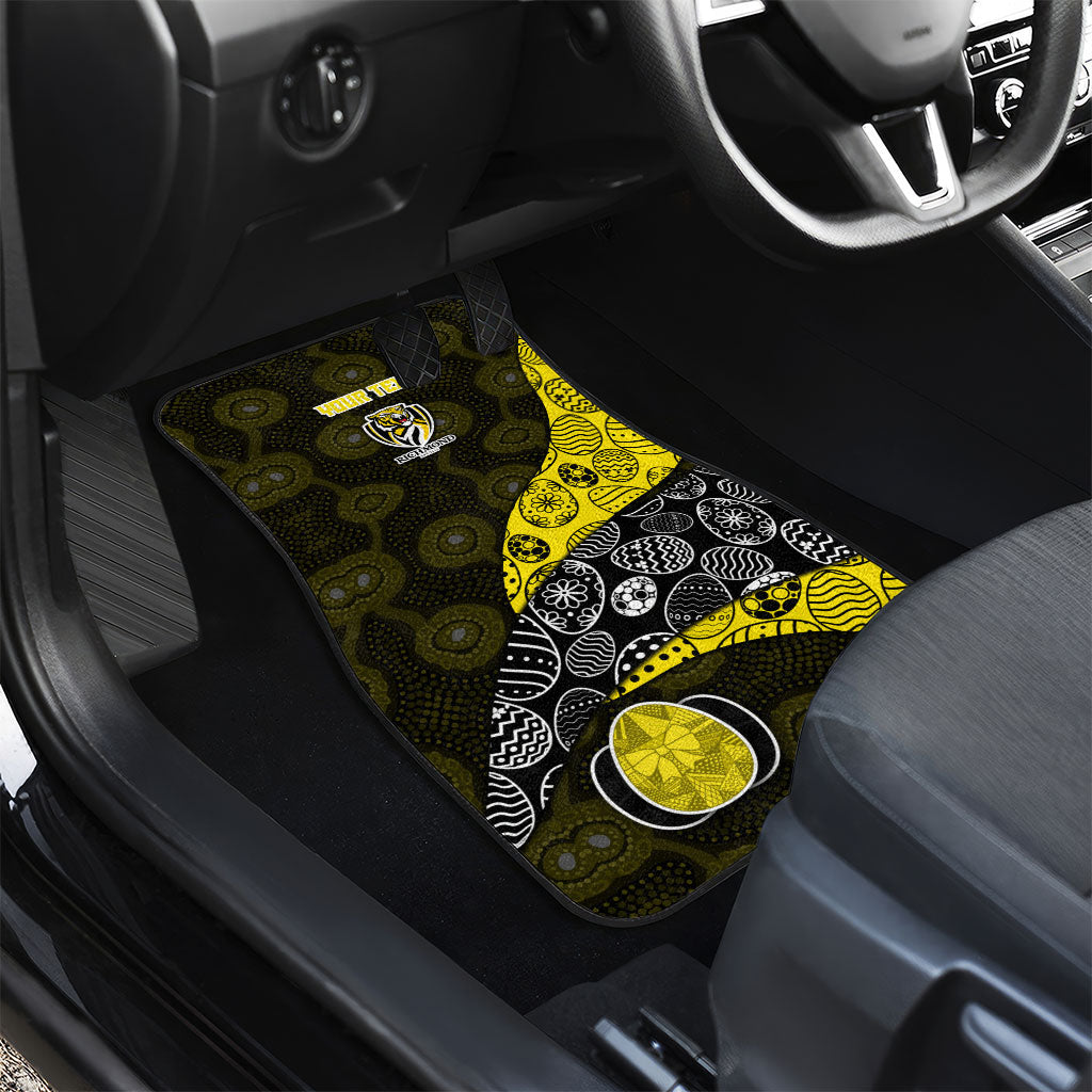 Personalized Richmond Football Car Mats Easter Egg Pattern Yellow Black Tribal Dot Art Style