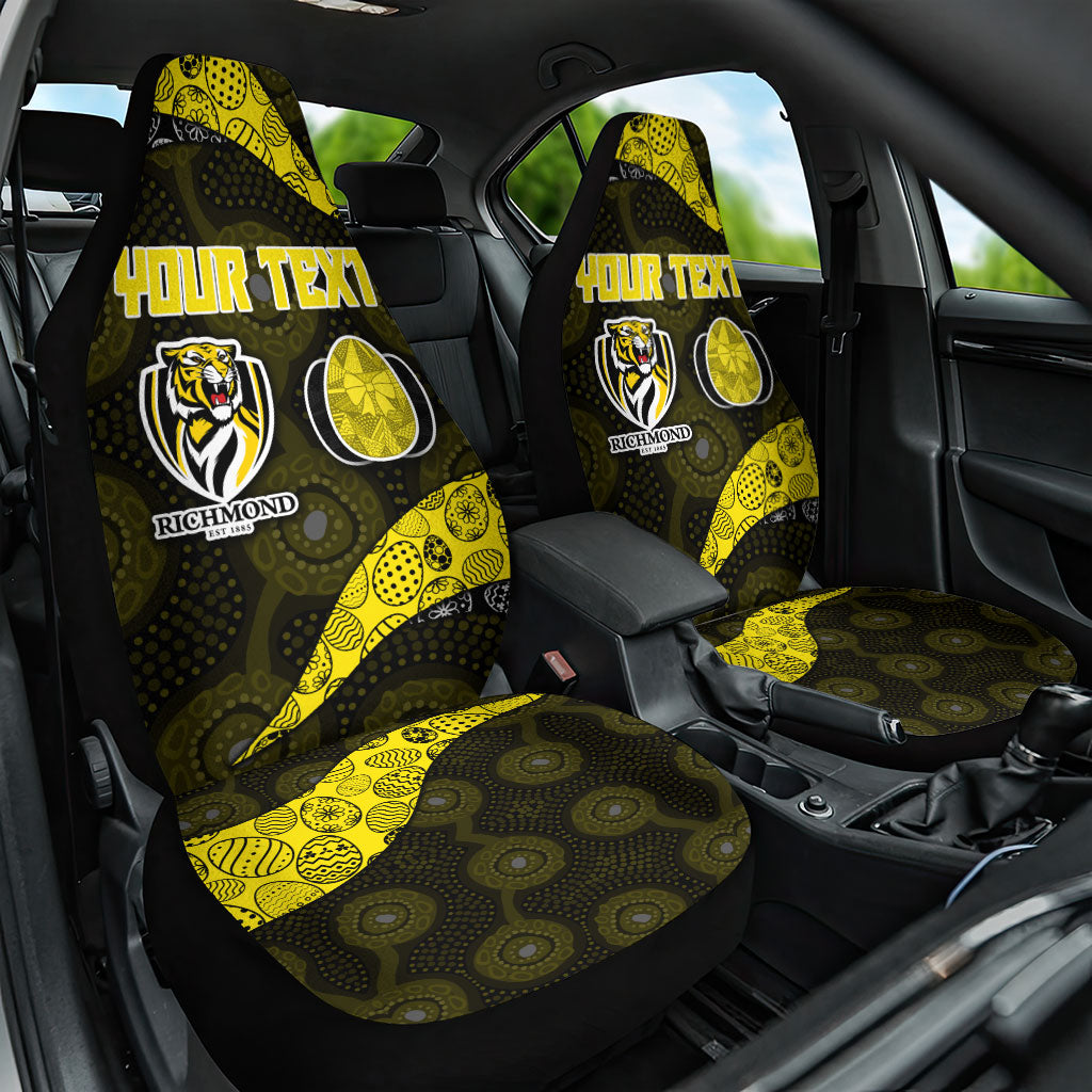 Personalized Richmond Football Car Seat Cover Easter Egg Pattern Yellow Black Tribal Dot Art Style