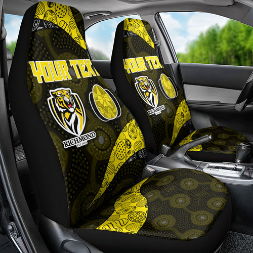 Personalized Richmond Football Car Seat Cover Easter Egg Pattern Yellow Black Tribal Dot Art Style